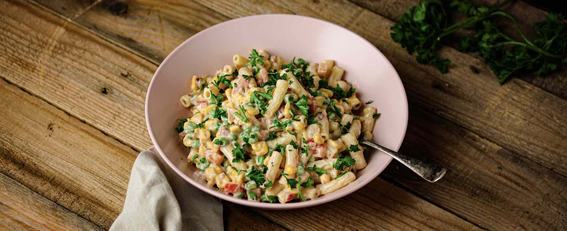 Sweet Corn & Peas Pasta Salad